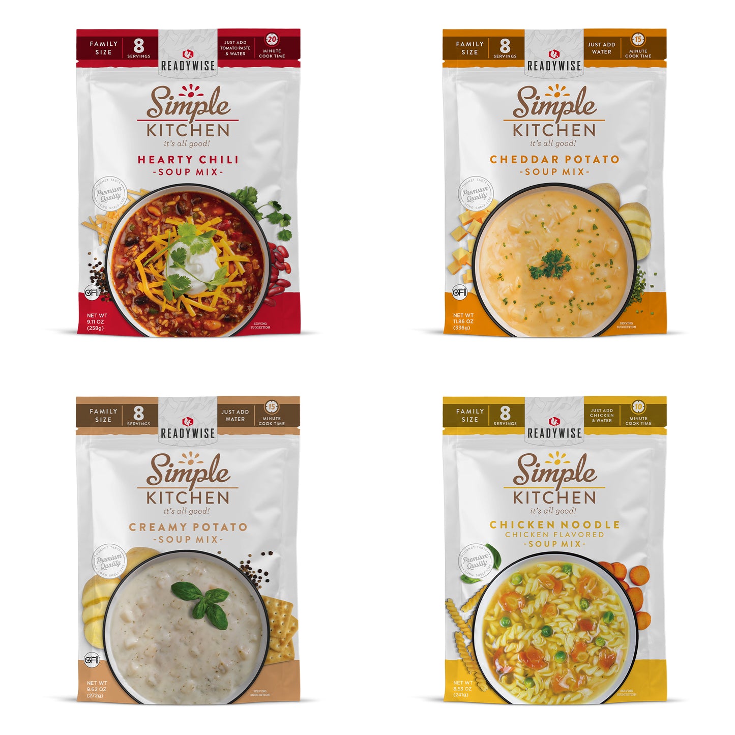 Simple Kitchen Soup Favorites Variety Pack (4 count, 8-Servings per Pouch)