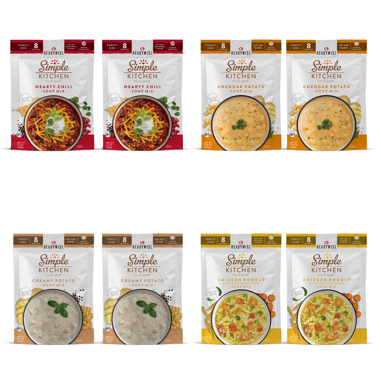 Simple Kitchen Soup Favorites Variety Pack (8 count, 8-Servings per Pouch)