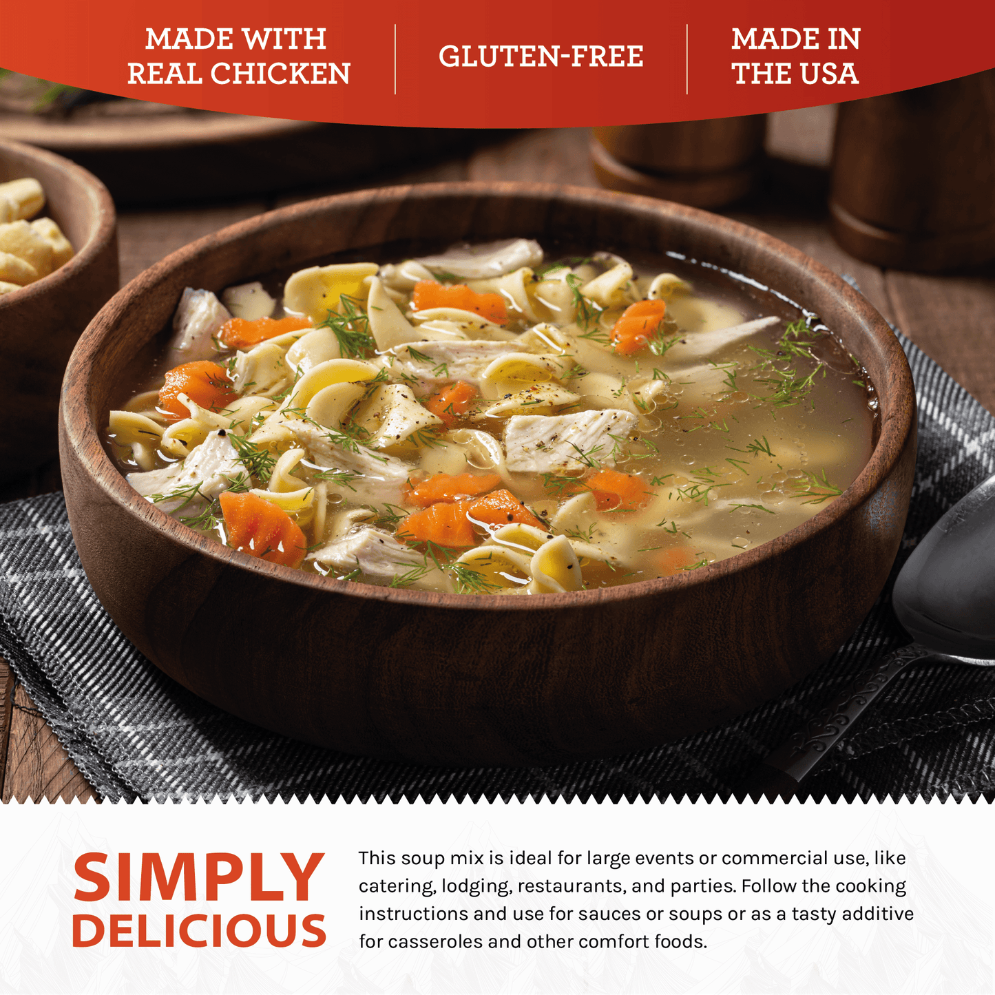 Chicken Noodle Soup Mix - 16 Servings per Pouch - Simple Kitchen Foods