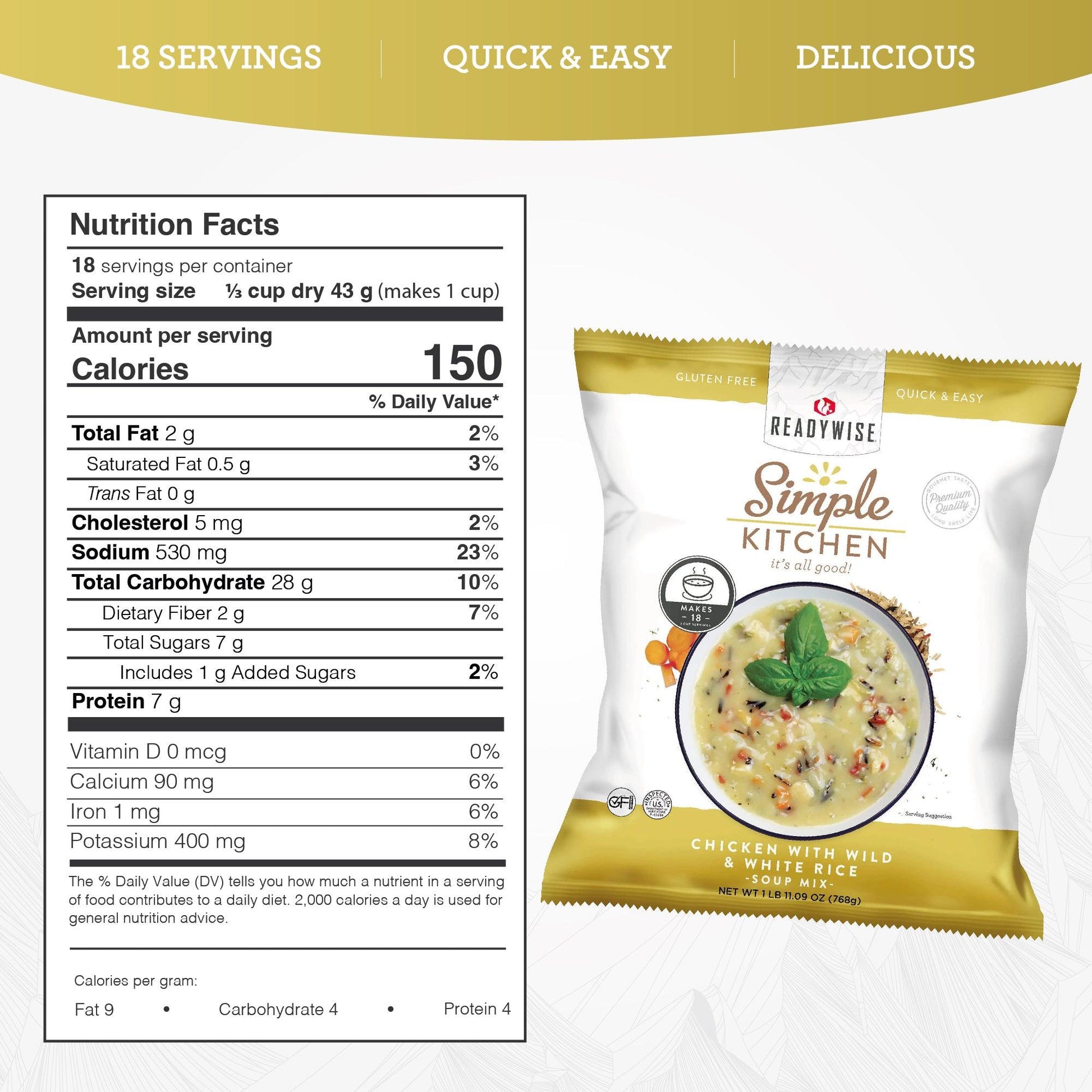 Chicken & Rice Soup Mix - 18 Servings per Pouch - Simple Kitchen Foods
