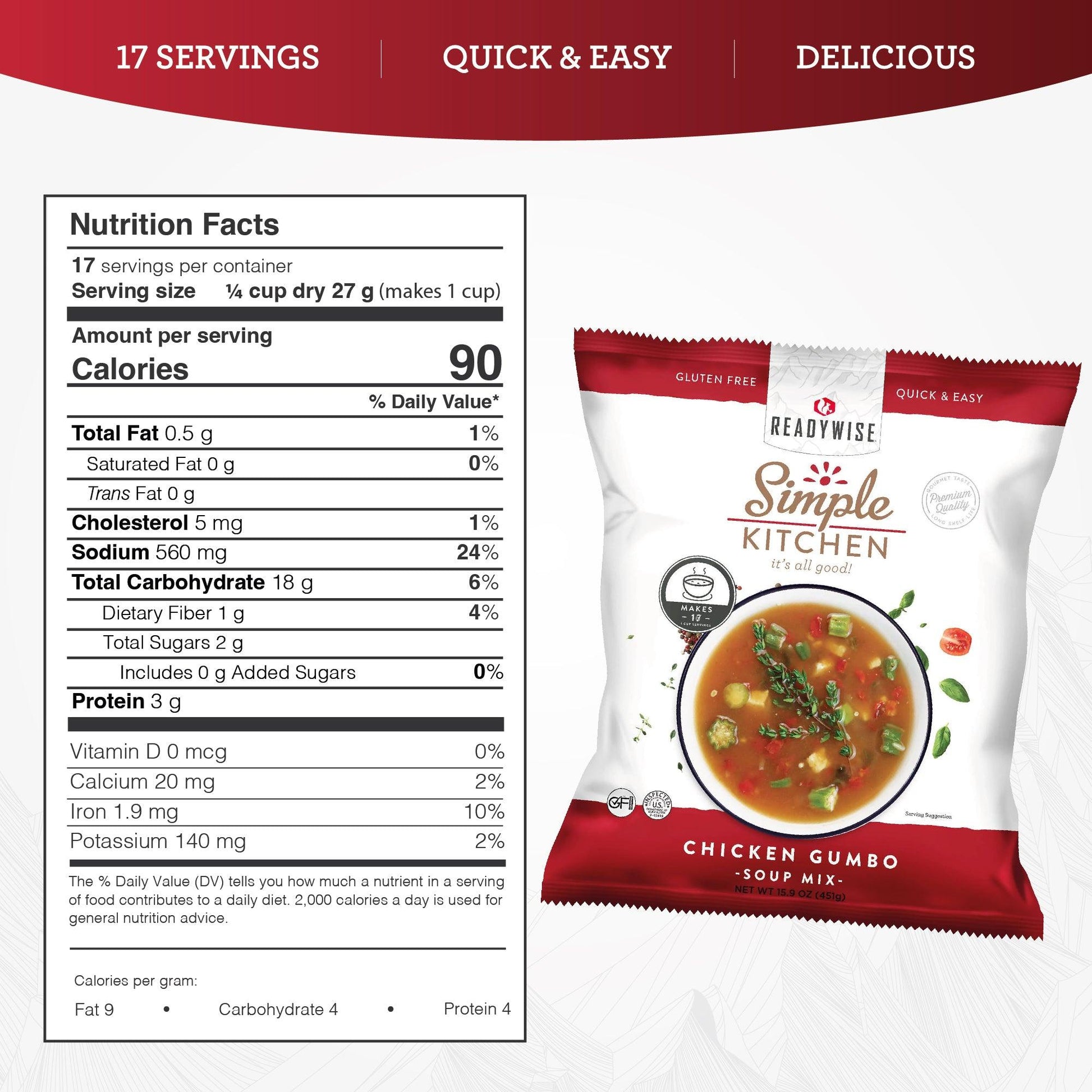 Chicken Gumbo Soup Mix - 17 Servings per Pouch - Simple Kitchen Foods
