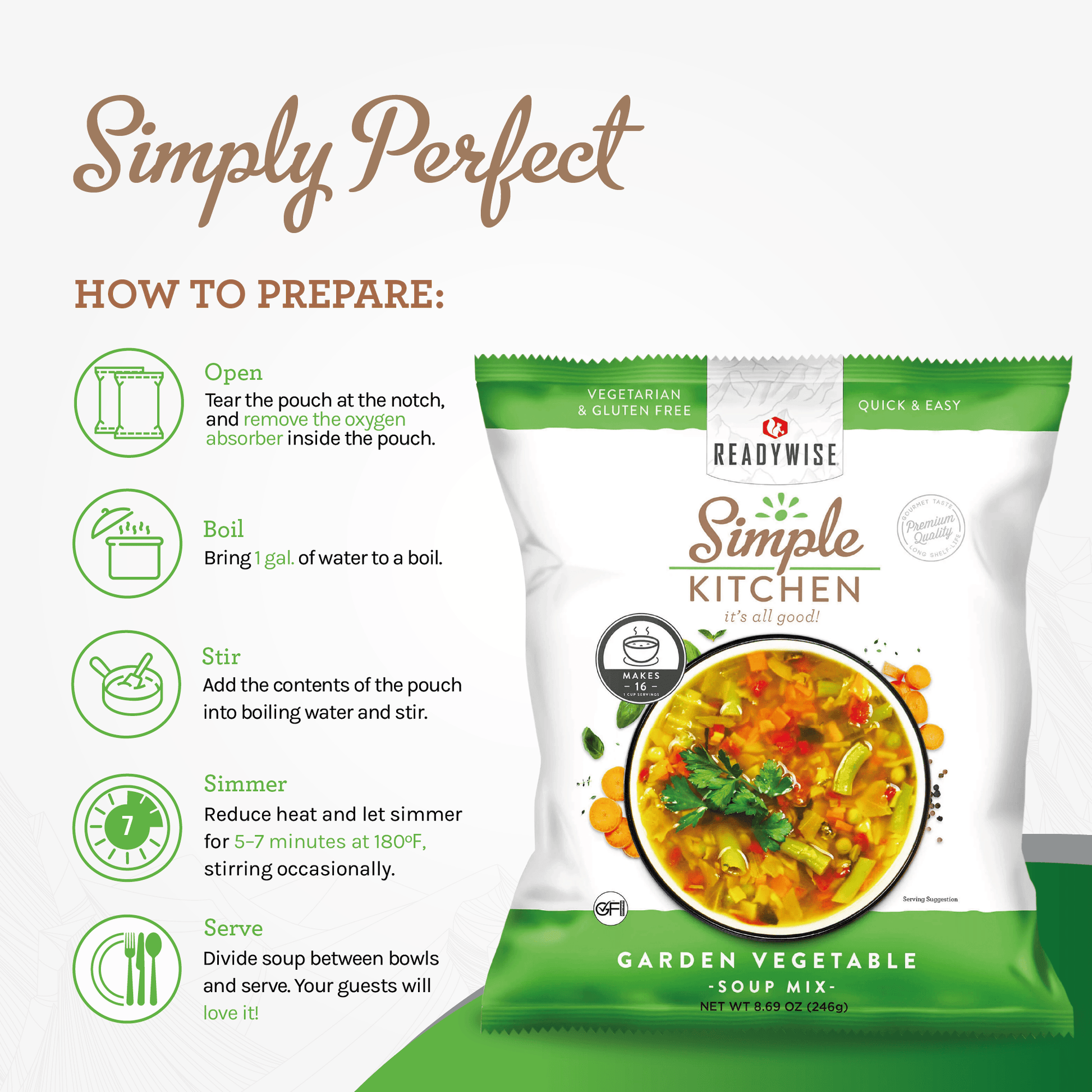Garden Vegetable Soup Mix - 16 Servings per Pouch - Simple Kitchen Foods