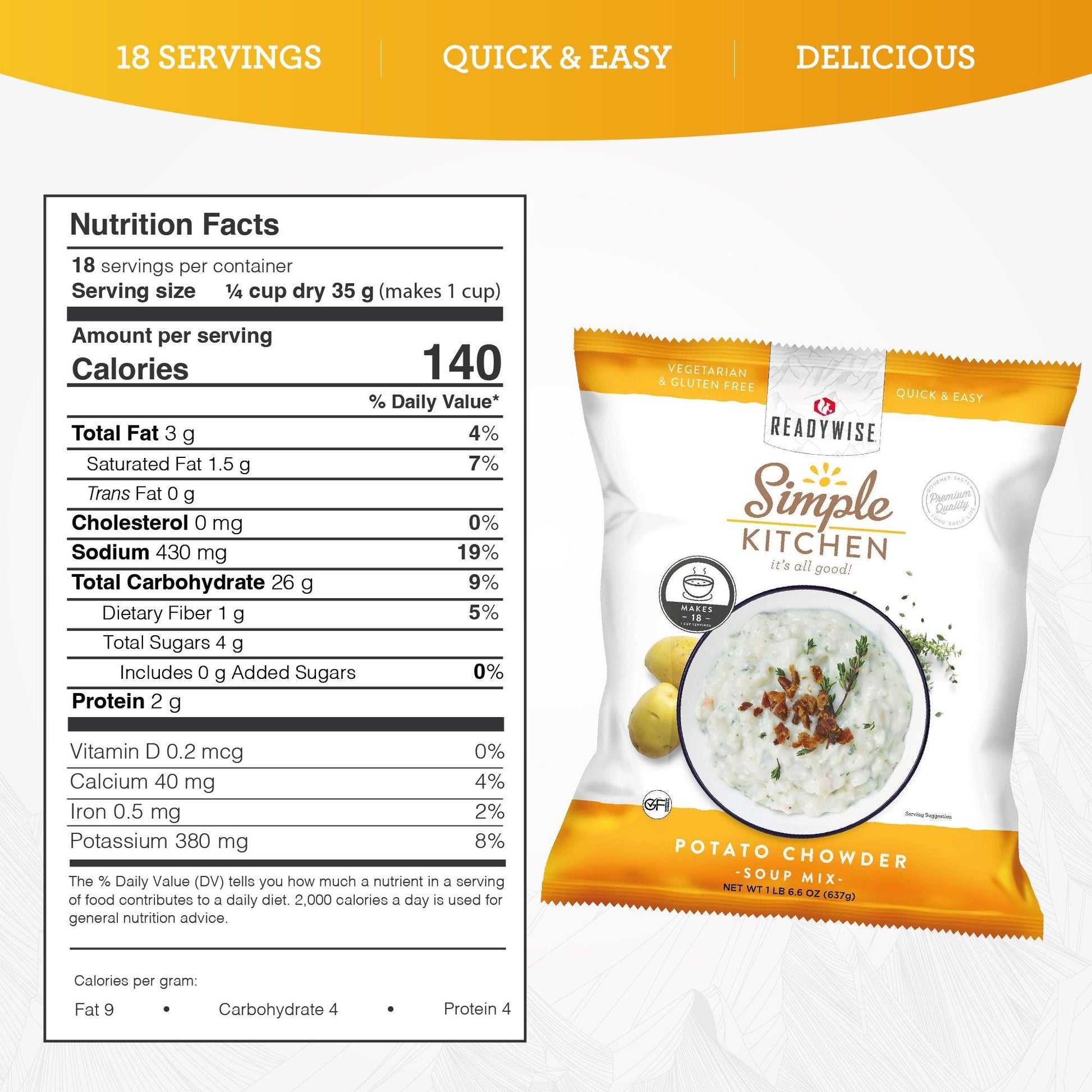 Potato Chowder Soup Mix - 18 Servings per Pouch - Simple Kitchen Foods